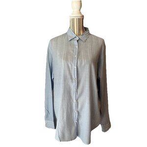 XIRENA BEAU Button Down 100% Cotton SMALL Blue And White Stripe Slight Oversize